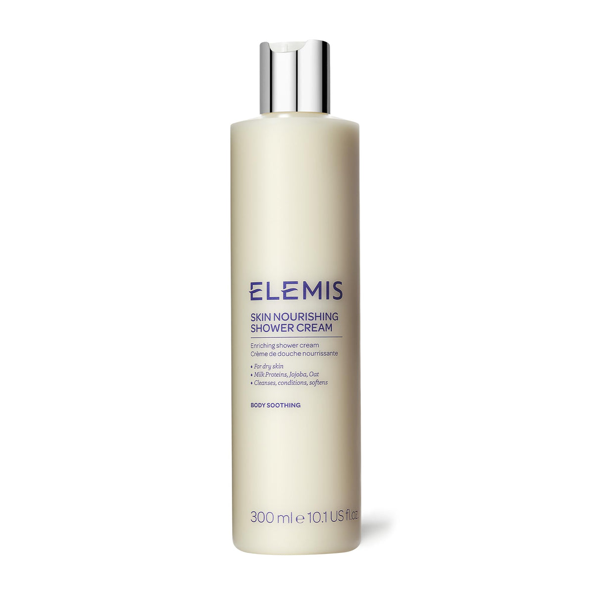ELEMIS Skin Nourishing Shower Cream en botella para uso diario suave.