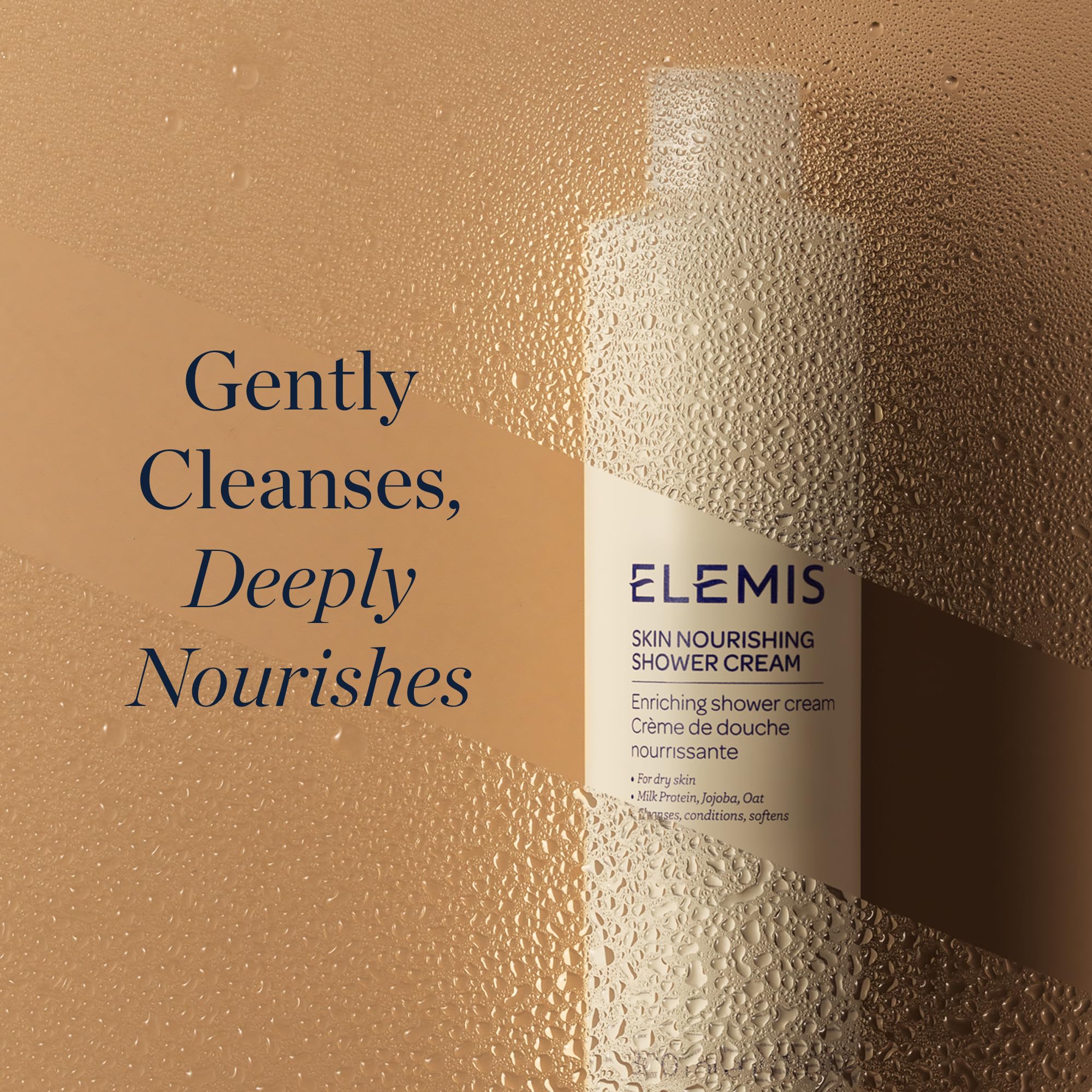 Espuma suave de ELEMIS Skin Nourishing Shower Cream para limpieza respetuosa.