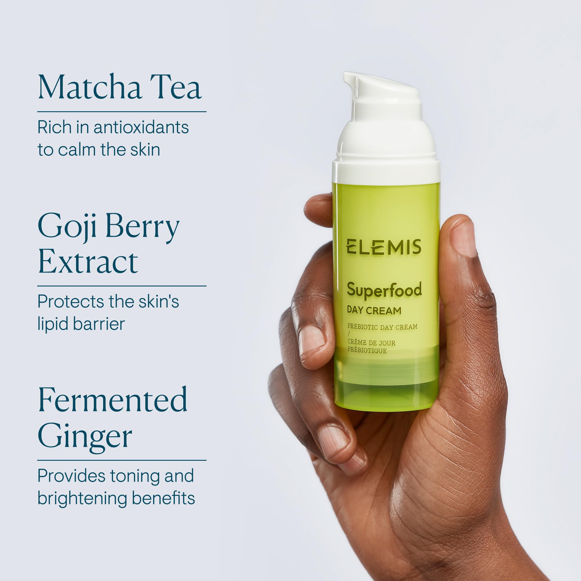 Piel radiante tras usar ELEMIS Superfood Day Cream