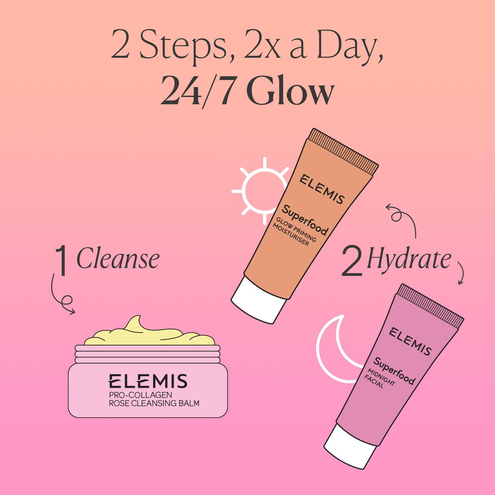 Bálsamo rosa ELEMIS en primer plano, textura cremosa para limpieza suave.
