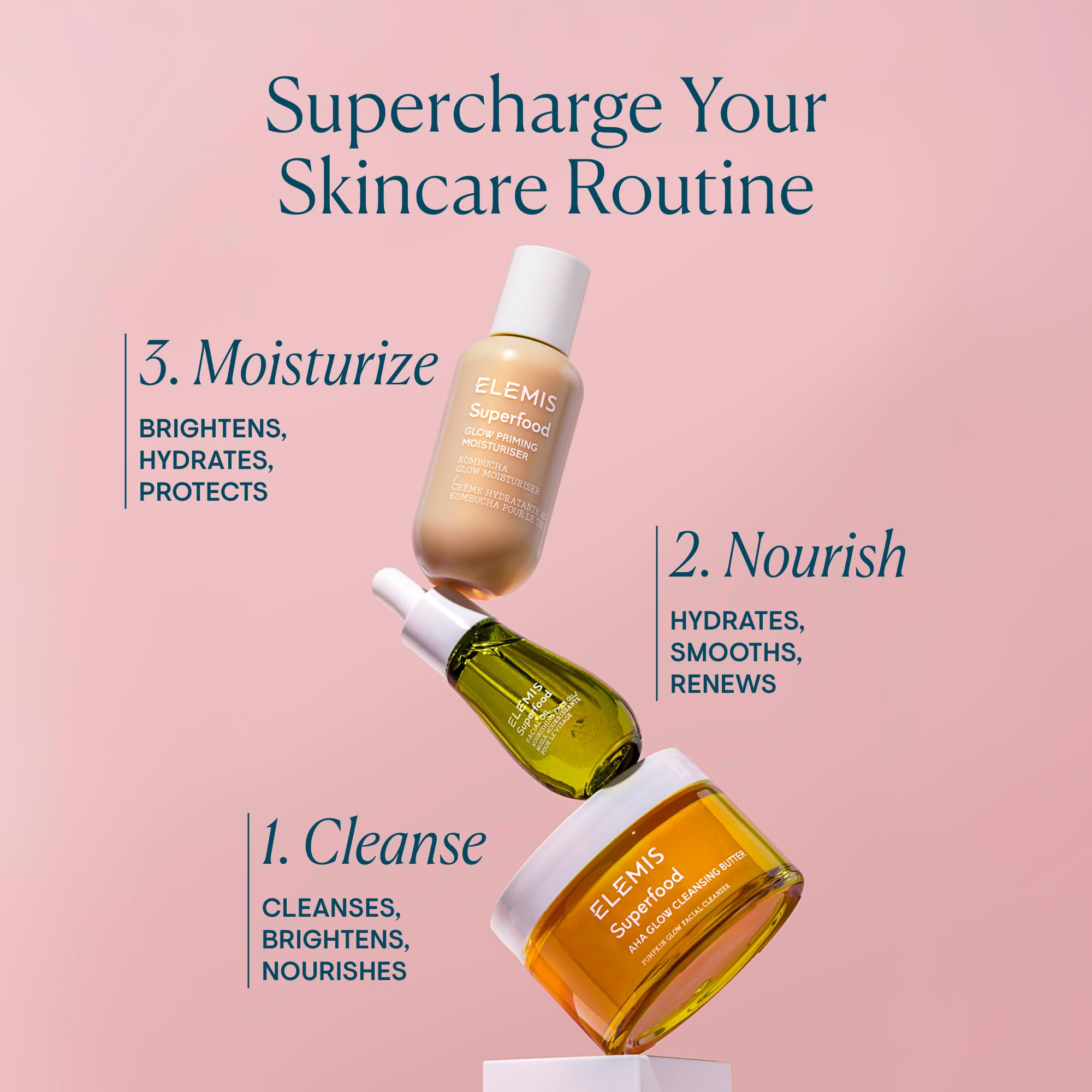 Enzimas de calabaza fermentadas en ELEMIS Superfood AHA Glow iluminan la piel