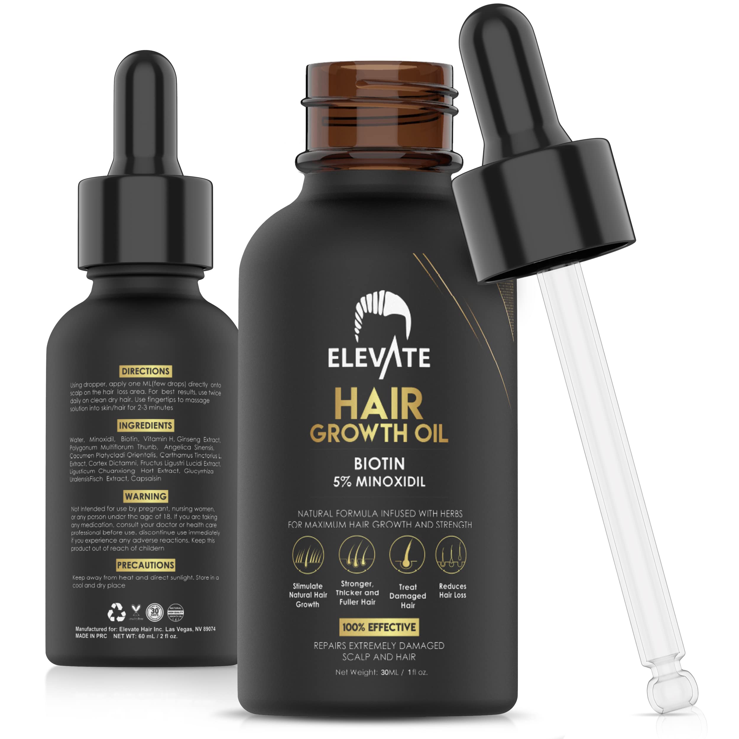Elevate: botella con minoxidil al 5% para crecimiento capilar.