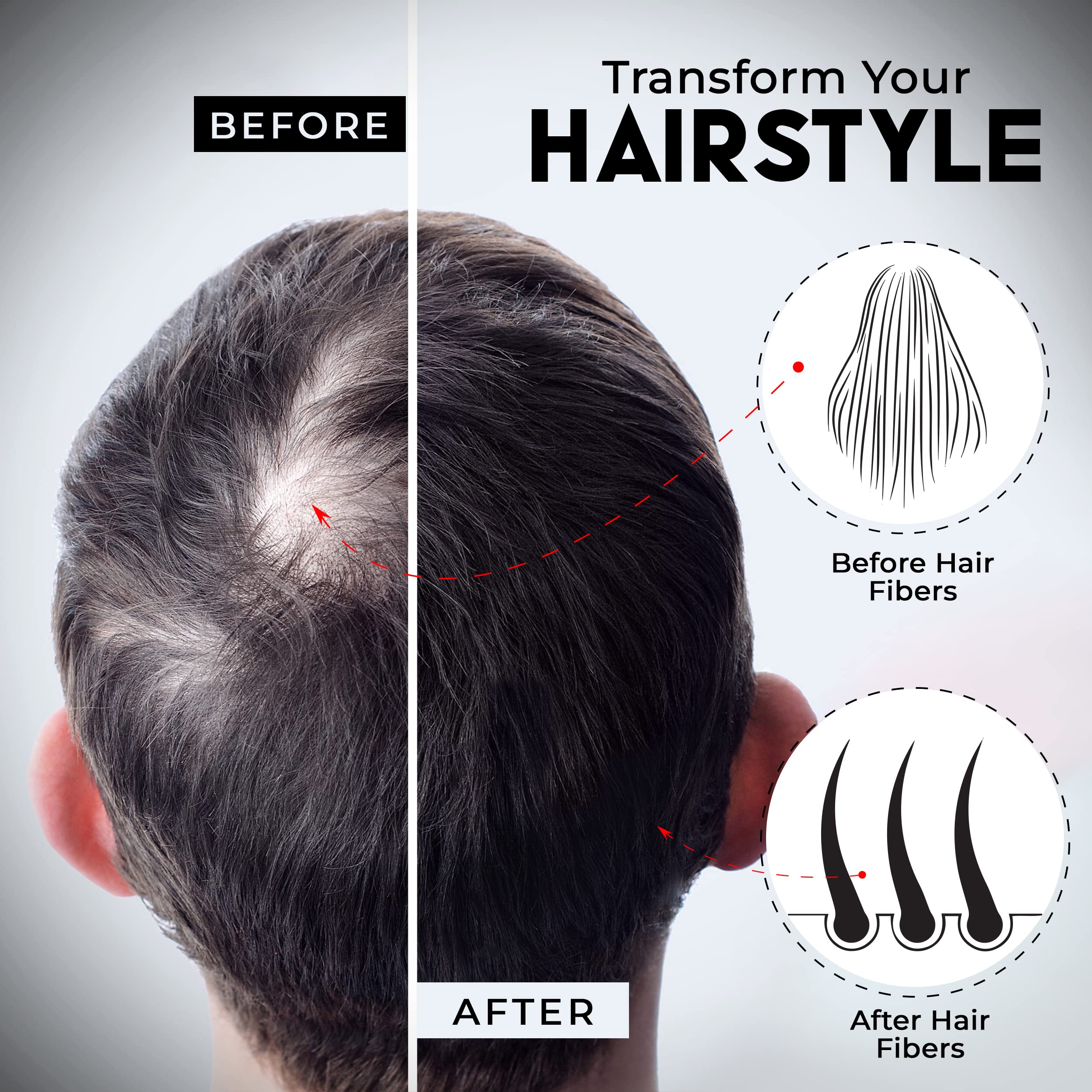 Elevate Hair Fibers aplicación de polvo en zonas débiles para cobertura rápida.