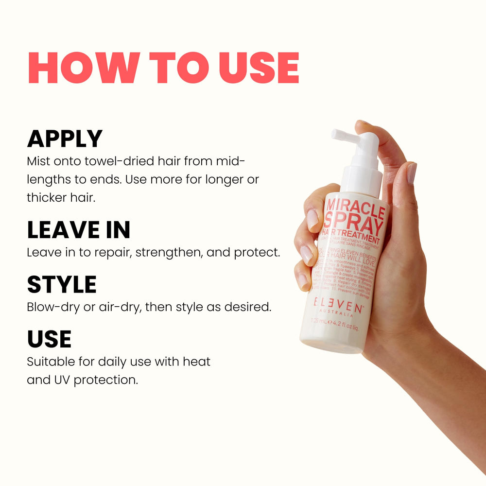 Brillo suave y saludable con Miracle Spray para aspecto sedoso.