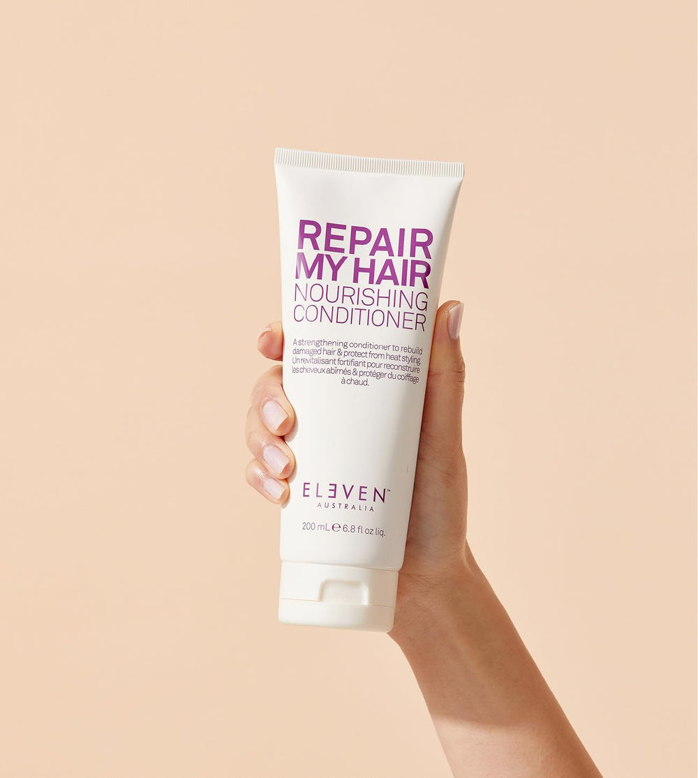 ELEVEN AUSTRALIA Repair My Hair, etiqueta libre de sulfatos y parabenos para color seguro.