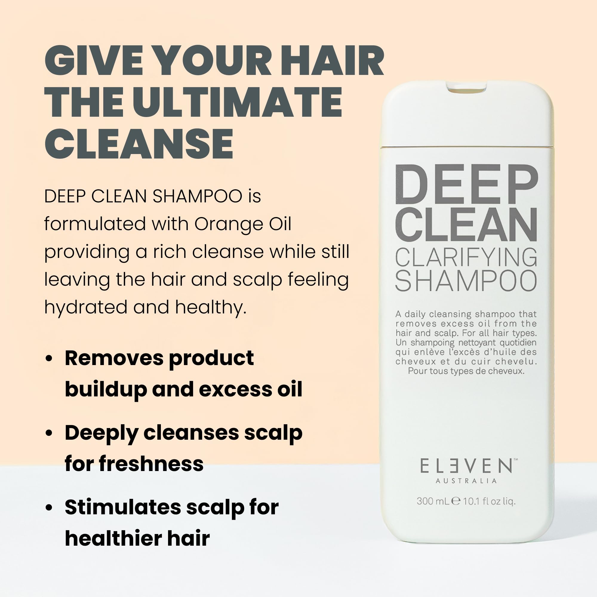 ELEVEN AUSTRALIA shampooing clarifiant — texture crème prête pour une application douce.