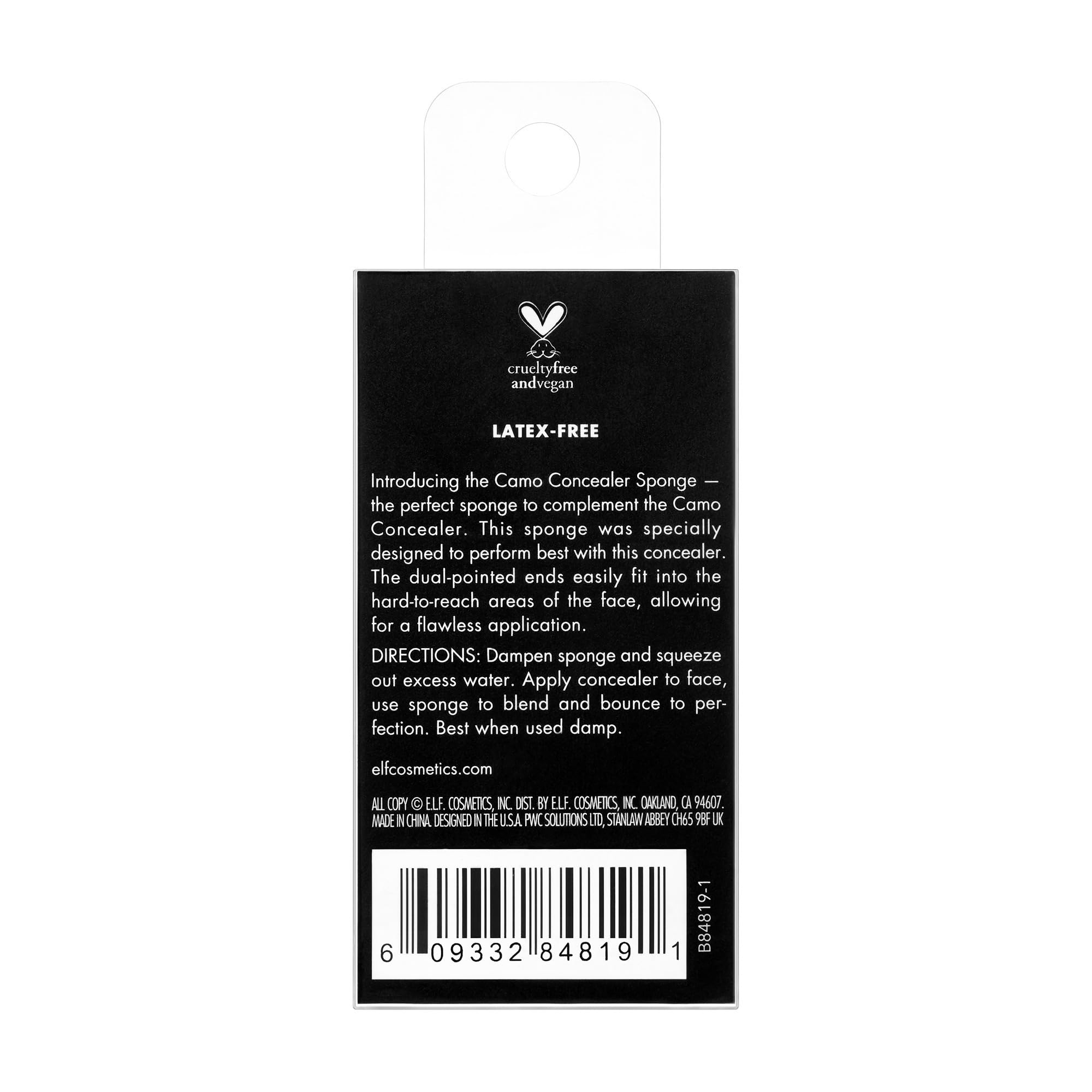 e.l.f. Camo Concealer esponja vegana y libre de crueldad.