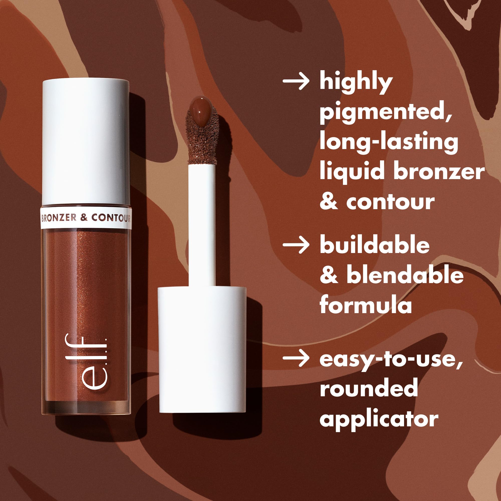 Definición esculpida con el bronceador líquido de e.l.f. Camo.