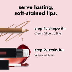 e.l.f. Glossy Lip Stain en tono durazno pulido para un look natural