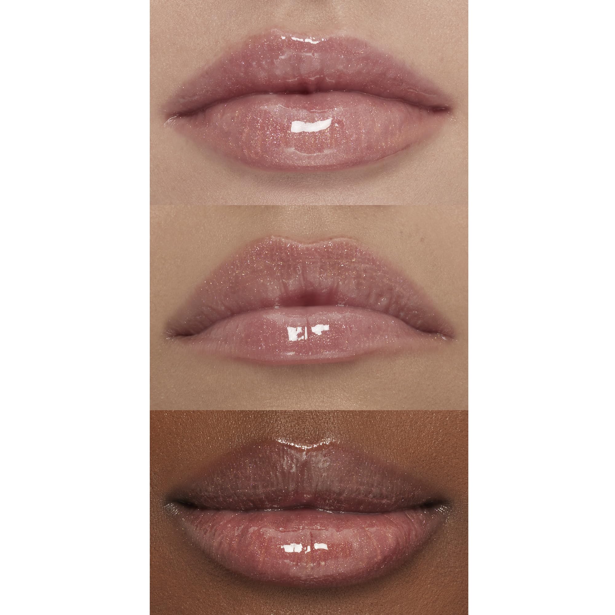Textura hidratante del gloss Champagne Glam para labios suaves