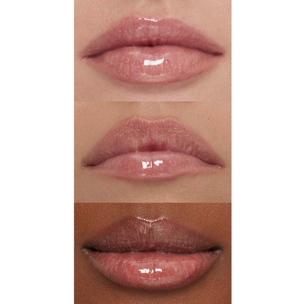Textura hidratante del gloss Champagne Glam para labios suaves