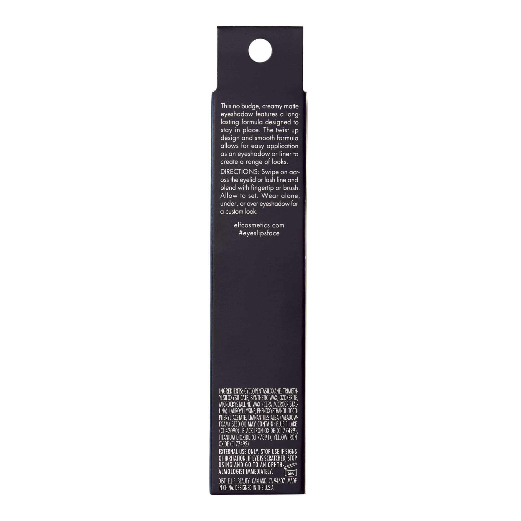 e.l.f. No Budge Matte Shadow Stick, textura cremosa para mezclar fácilmente.