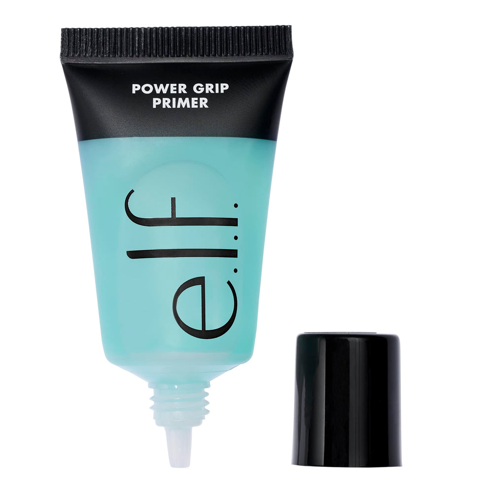 e.l.f. Power Grip Primer Mini, textura gel translúcida, fijación duradera para maquillaje.