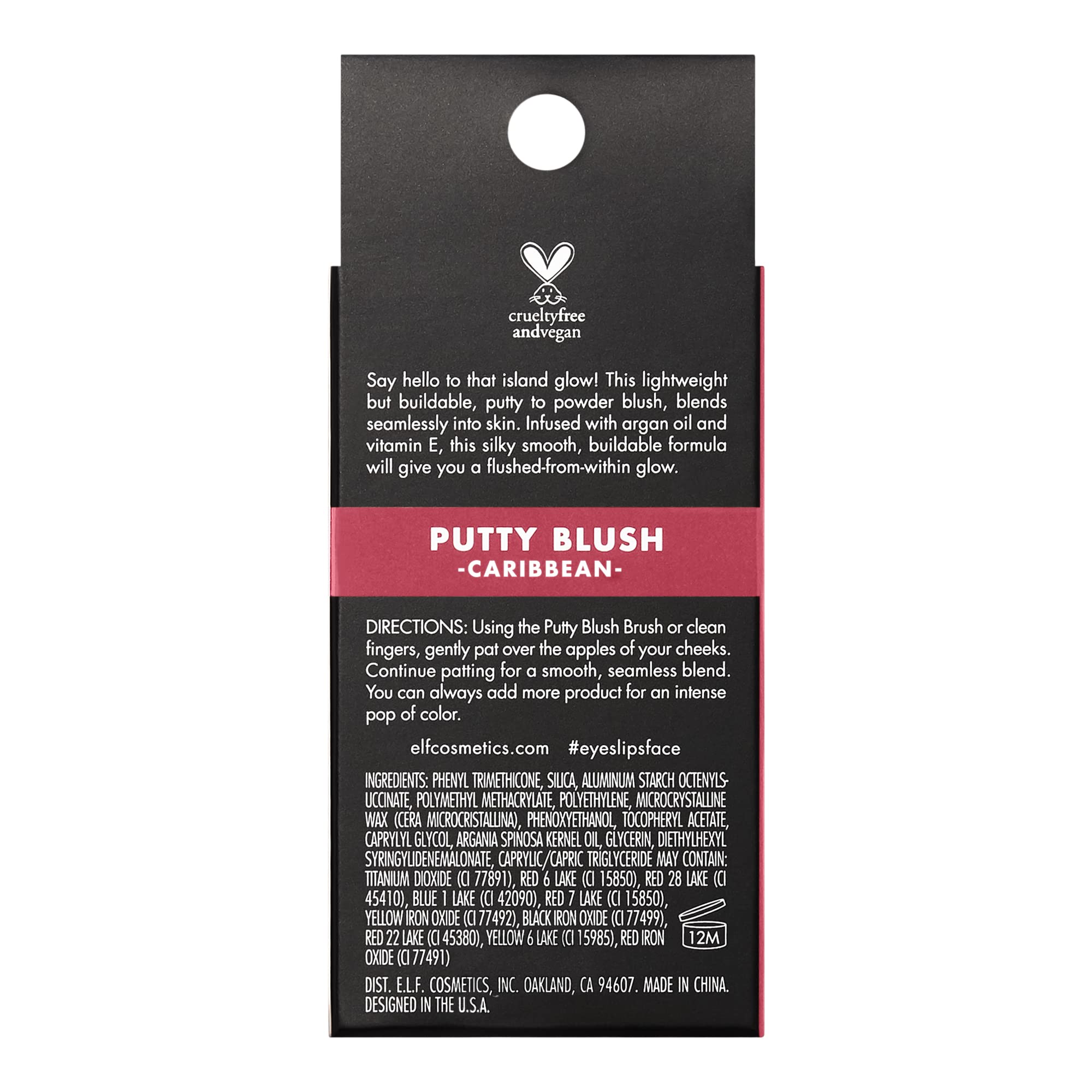 e.l.f. Putty Blush con aceite de argán y Vitamina E para hidratación suave