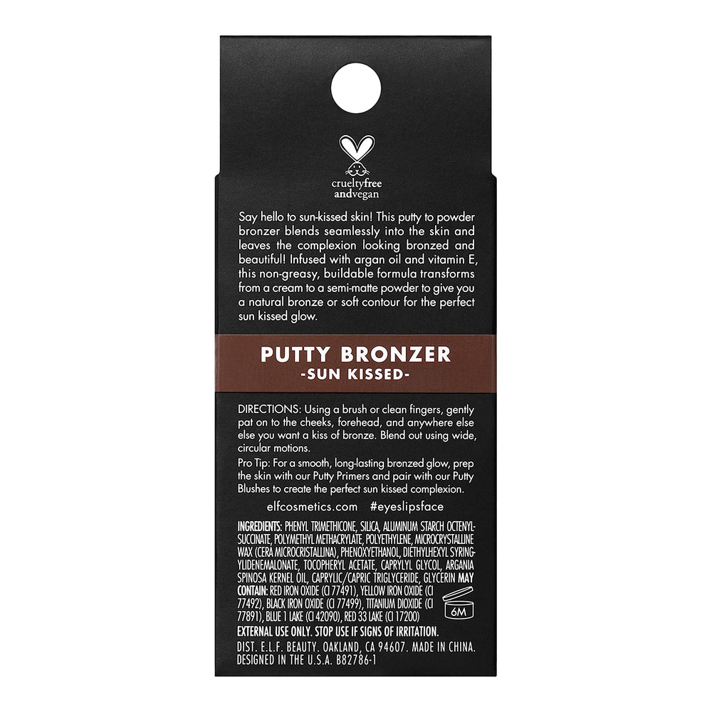 e.l.f. Putty Bronzer hidratación con argán y vitamina E para una piel suave.