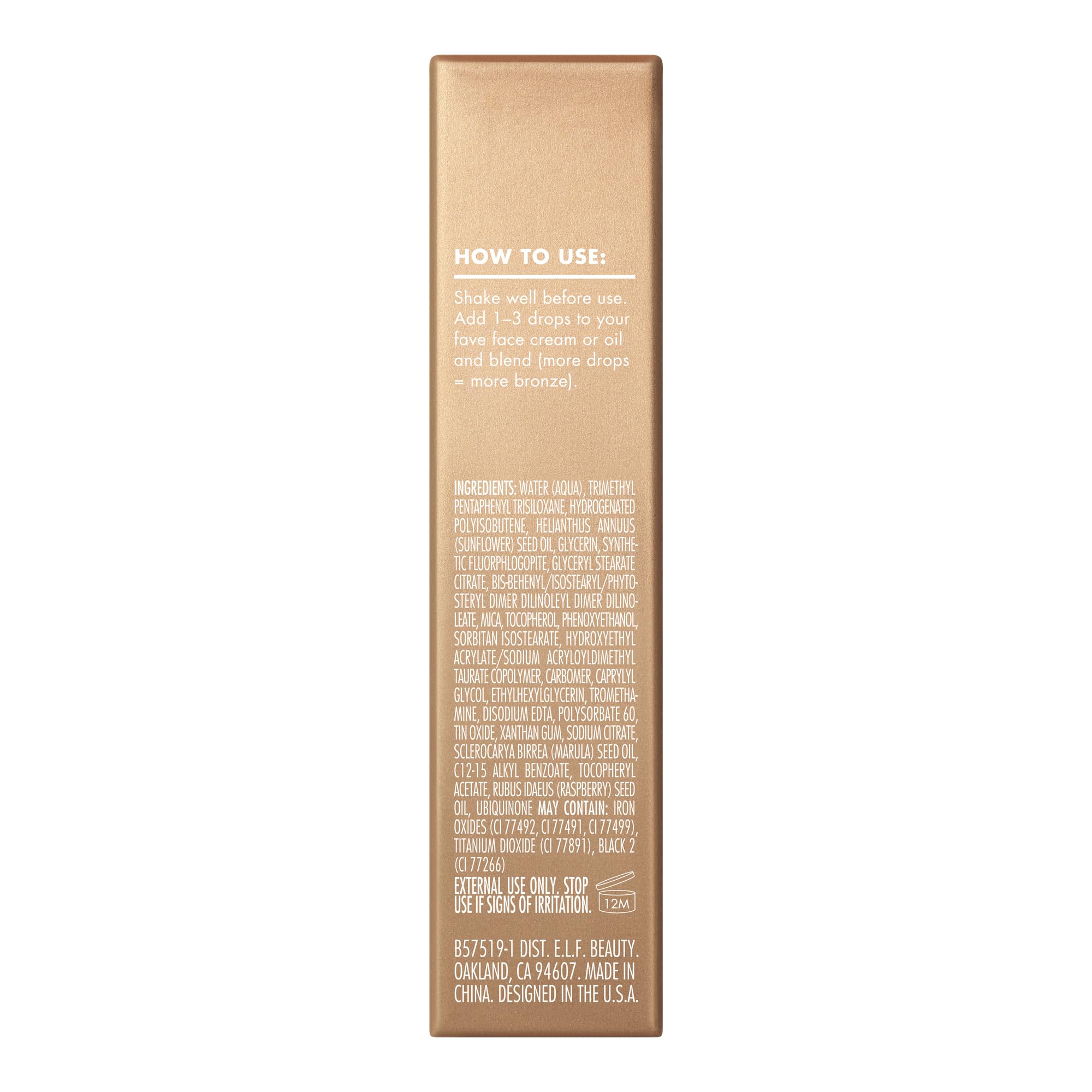 e.l.f. SKIN Bronzing Drops Mini textura ligera para mezclar con crema