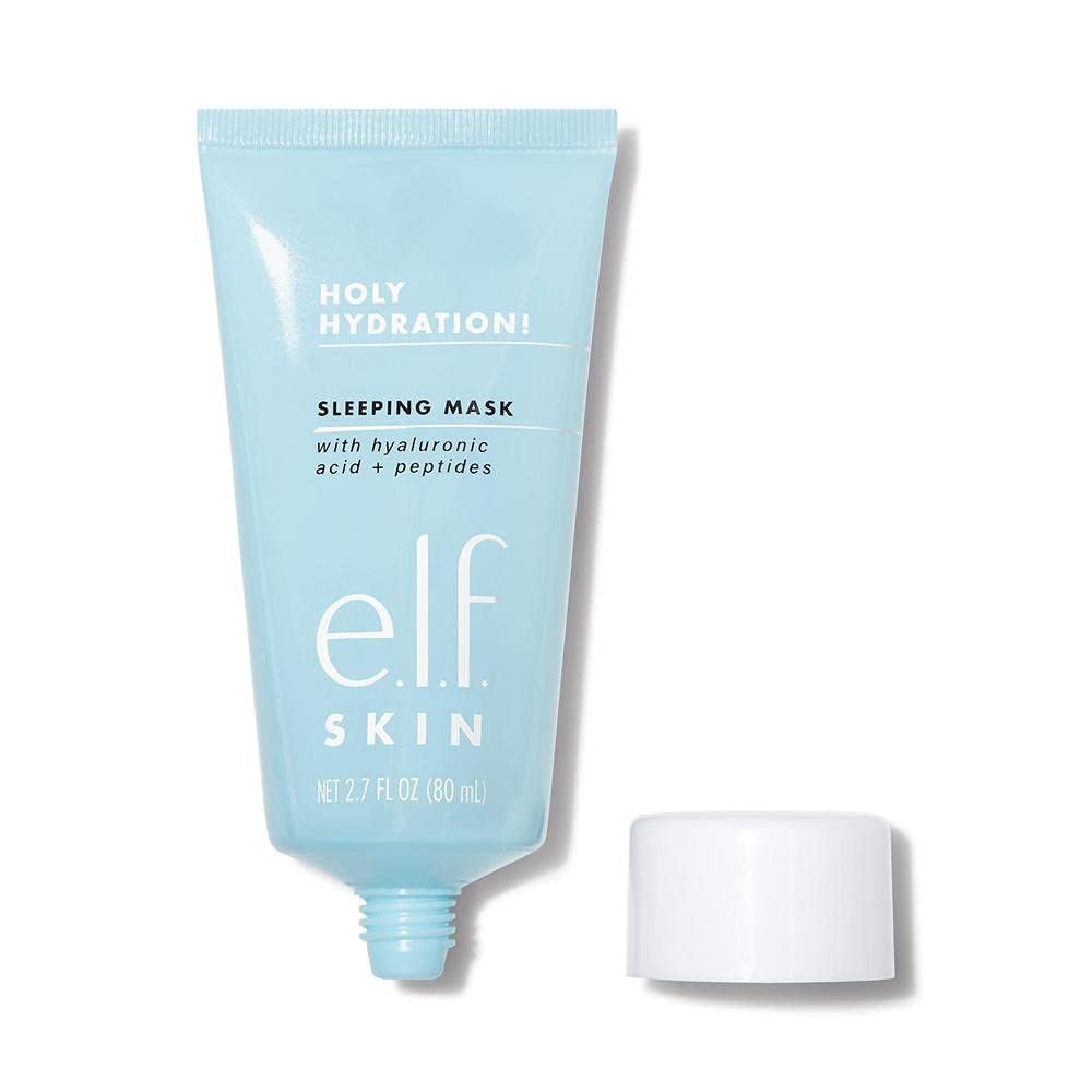 e.l.f. Holy Hydration Sleep Mask peptides closeup suggest texture improvement