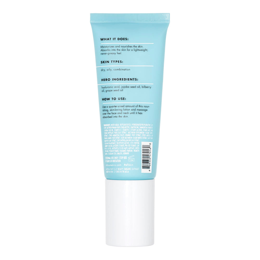 e.l.f. SKIN Holy Hydration, textura ligera que se absorbe rápido para un acabado radiante.