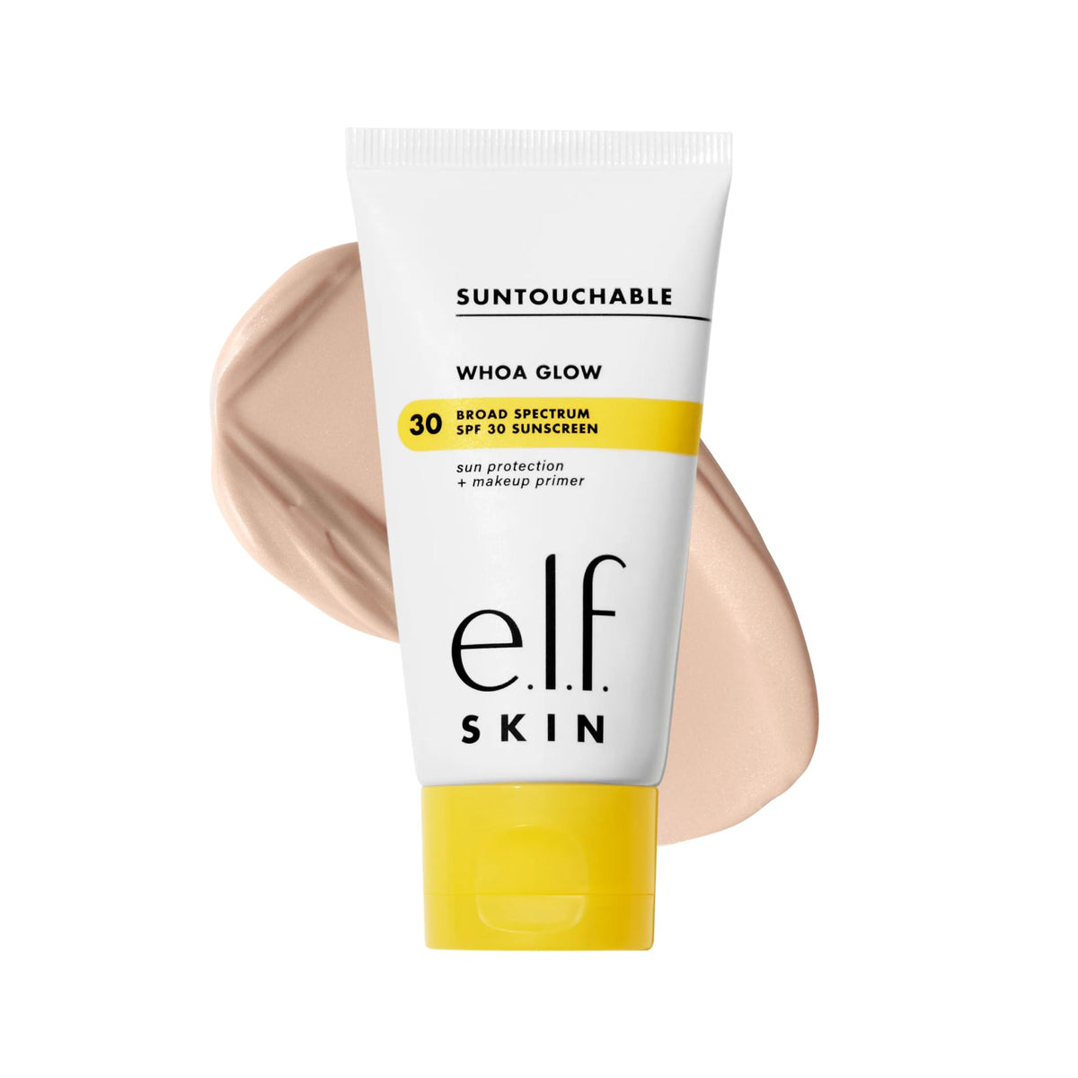 e.l.f. SKIN Suntouchable Whoa Glow SPF 30, botella, brillo suave para look natural