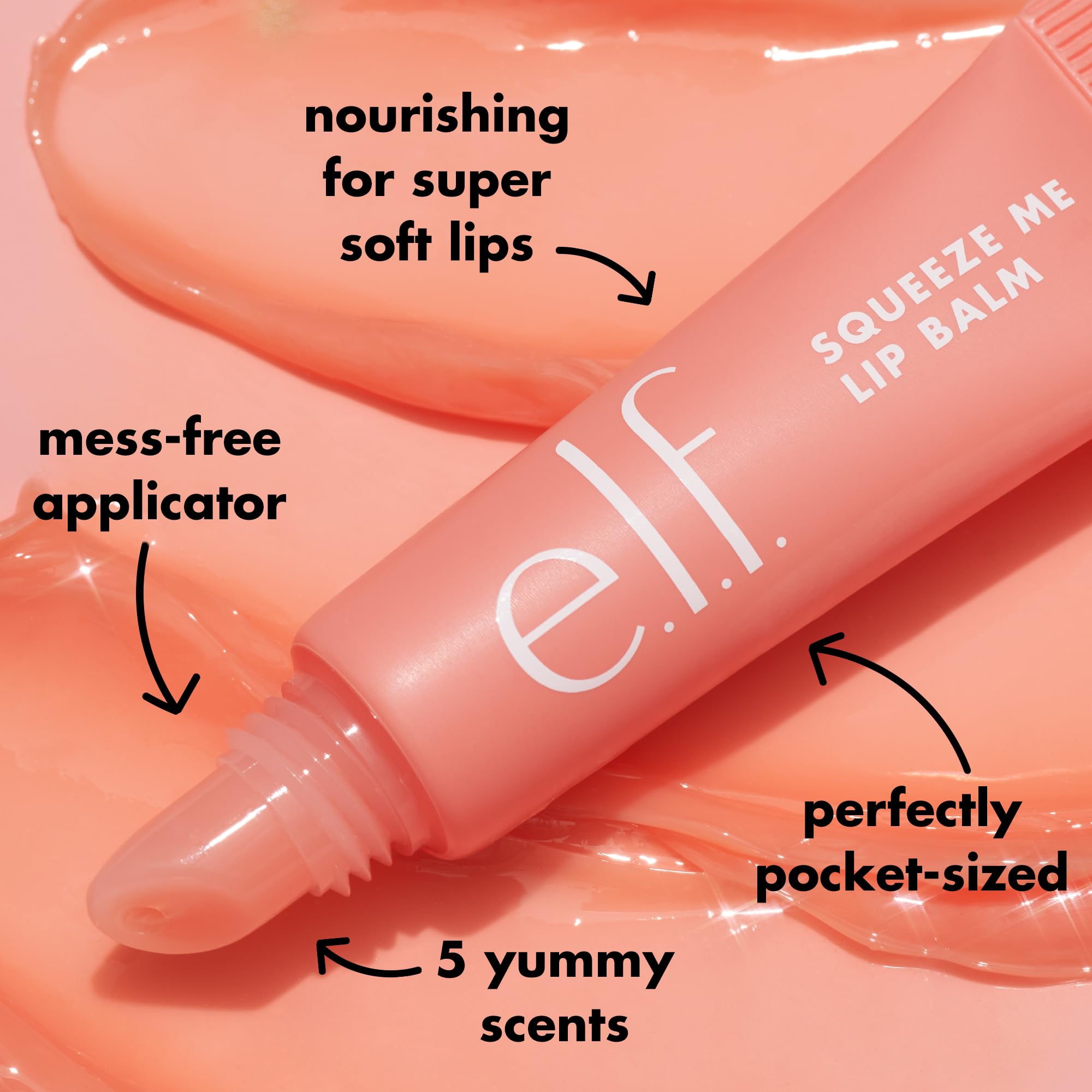 Bálsamo e.l.f. Squeeze Me con ácido hialurónico para labios nutridos.