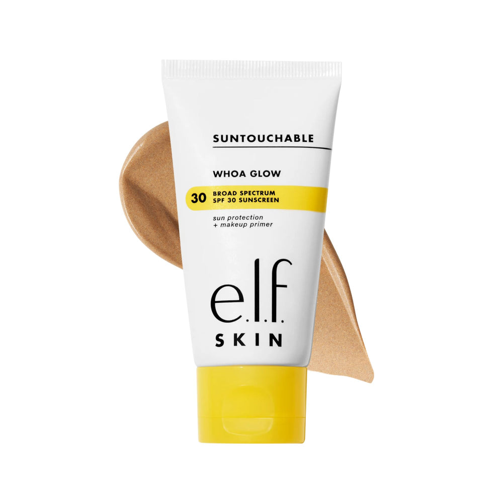 e.l.f. Suntouchable Whoa Glow SPF 30: botella con acabado radiante y protector solar.