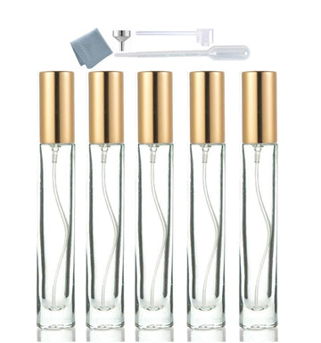 Atomizador dorado Elfenstall 10 ml, compacto y seguro para viaje.
