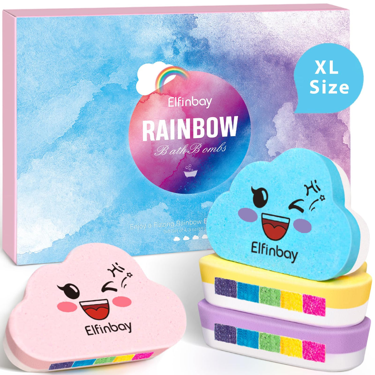 Elfinbay bombas arcoiris para niños 4 XL con colores sorpresa en la tina