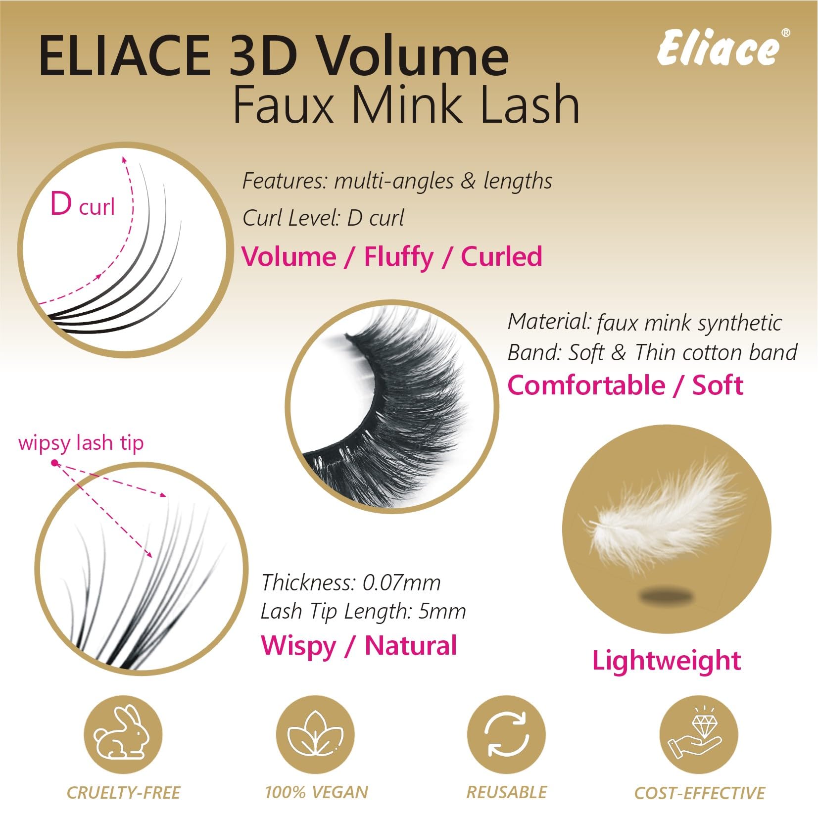 Pestañas de Eliace para sesiones de fotos y fiestas con acabado natural.