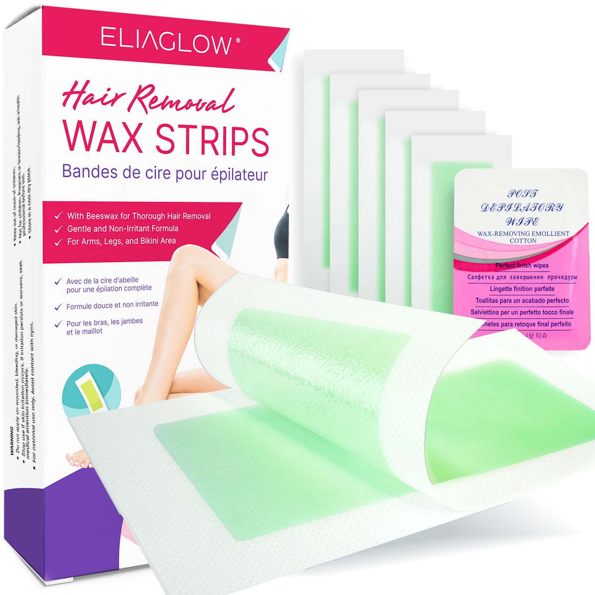 ELIAGLOW set completo de cintas depilatorias para uso en casa, fácil de usar