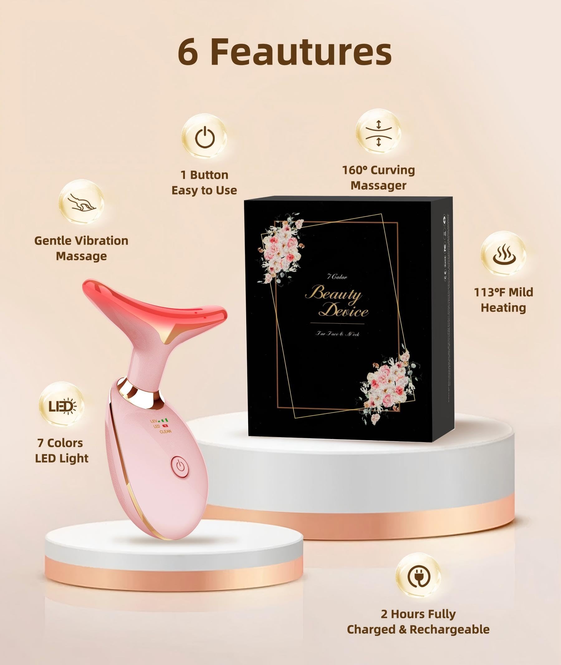 Masseur ELISHINE design compact pour le visage, pratique en déplacement.