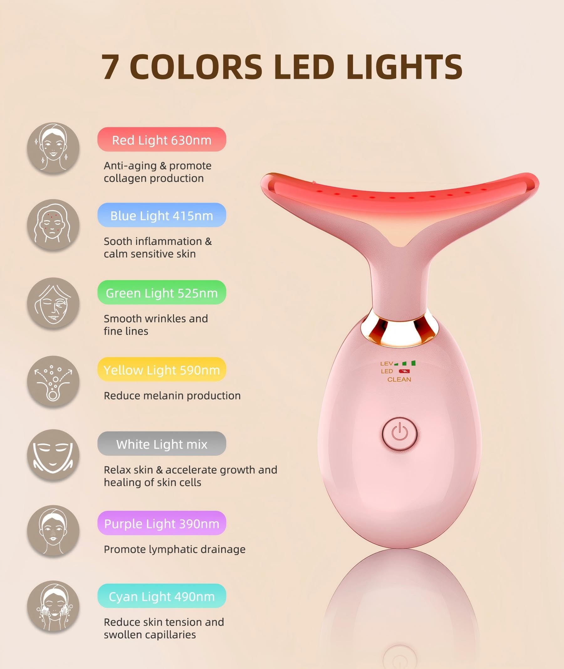 Lumière rouge ELISHINE visage-peau soutenant l'absorption des soins quotidiens.