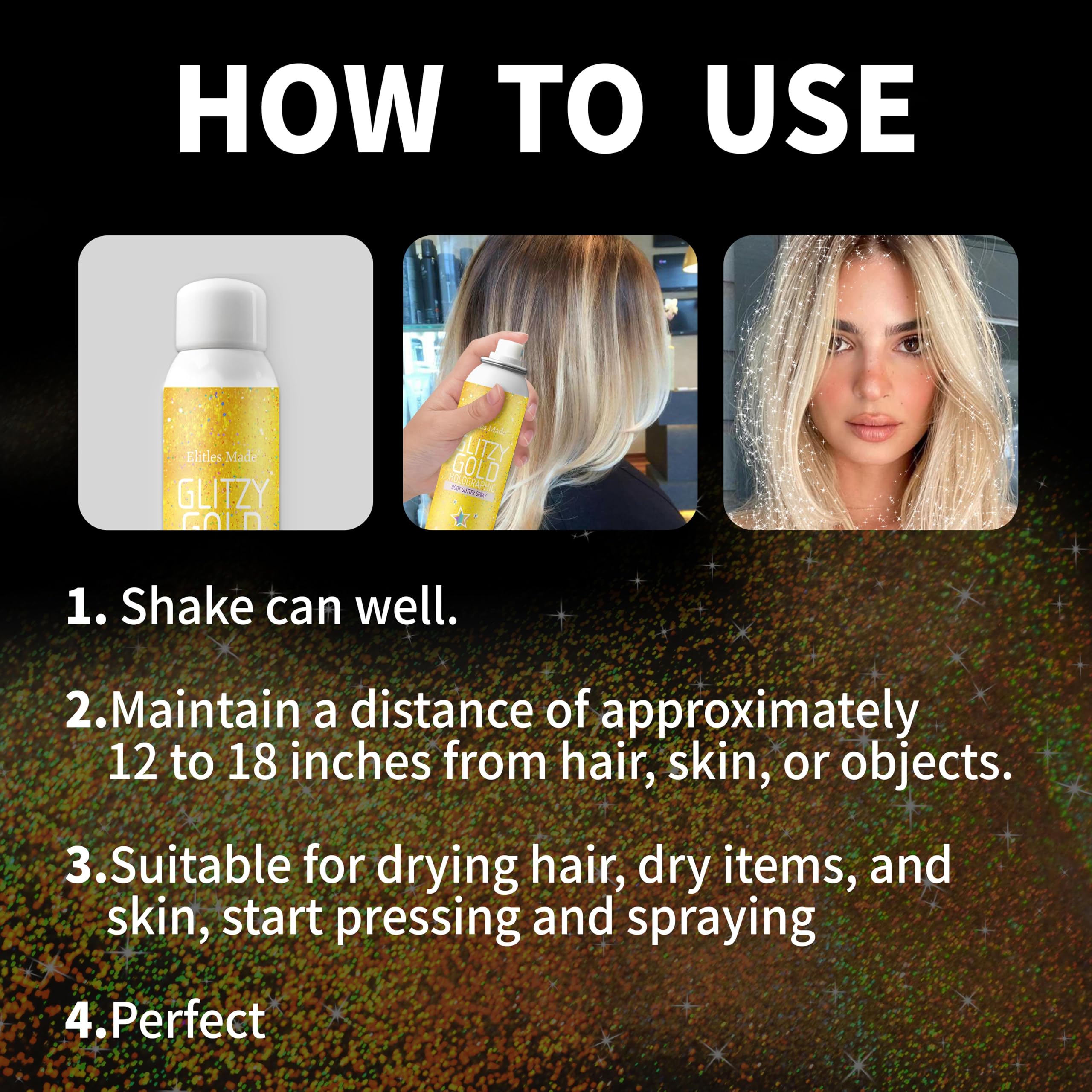 Elitles Made glitter spray ideal for club party styling and shimmer