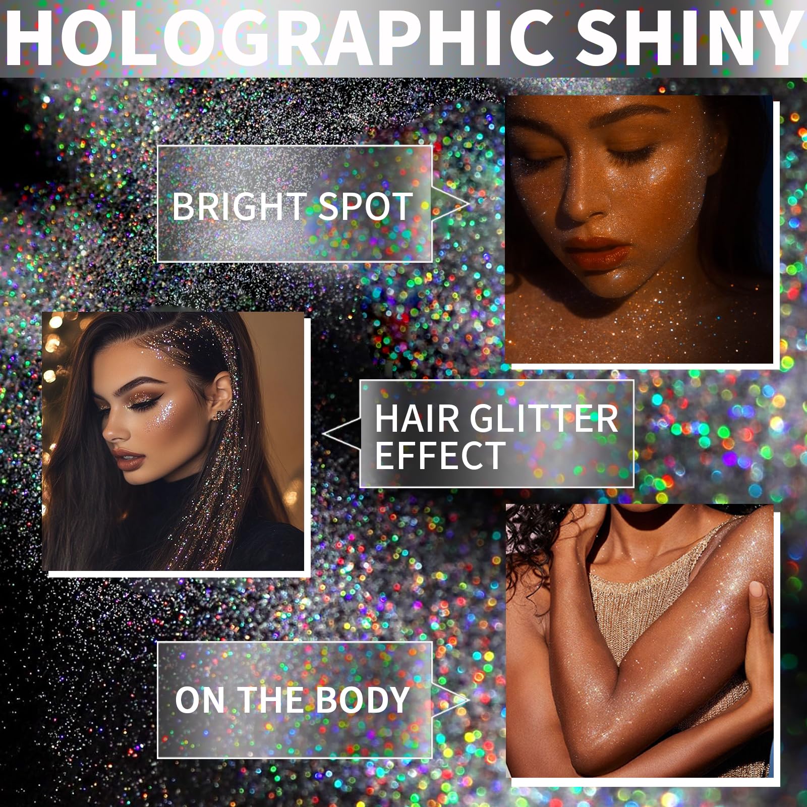 Elitles Made glitter spray on arm provides body shimmer for festival looks.