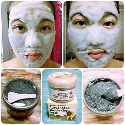 Elizavecca Milky Piggy, aplicación de mascarilla burbujeante, posible ritual de cuidado para piel limpia.