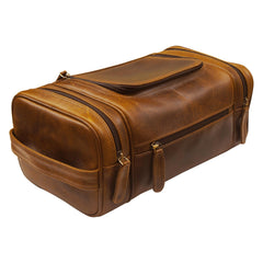ELIZO Dopp Kit de cuero grande, exterior elegante para viajes.