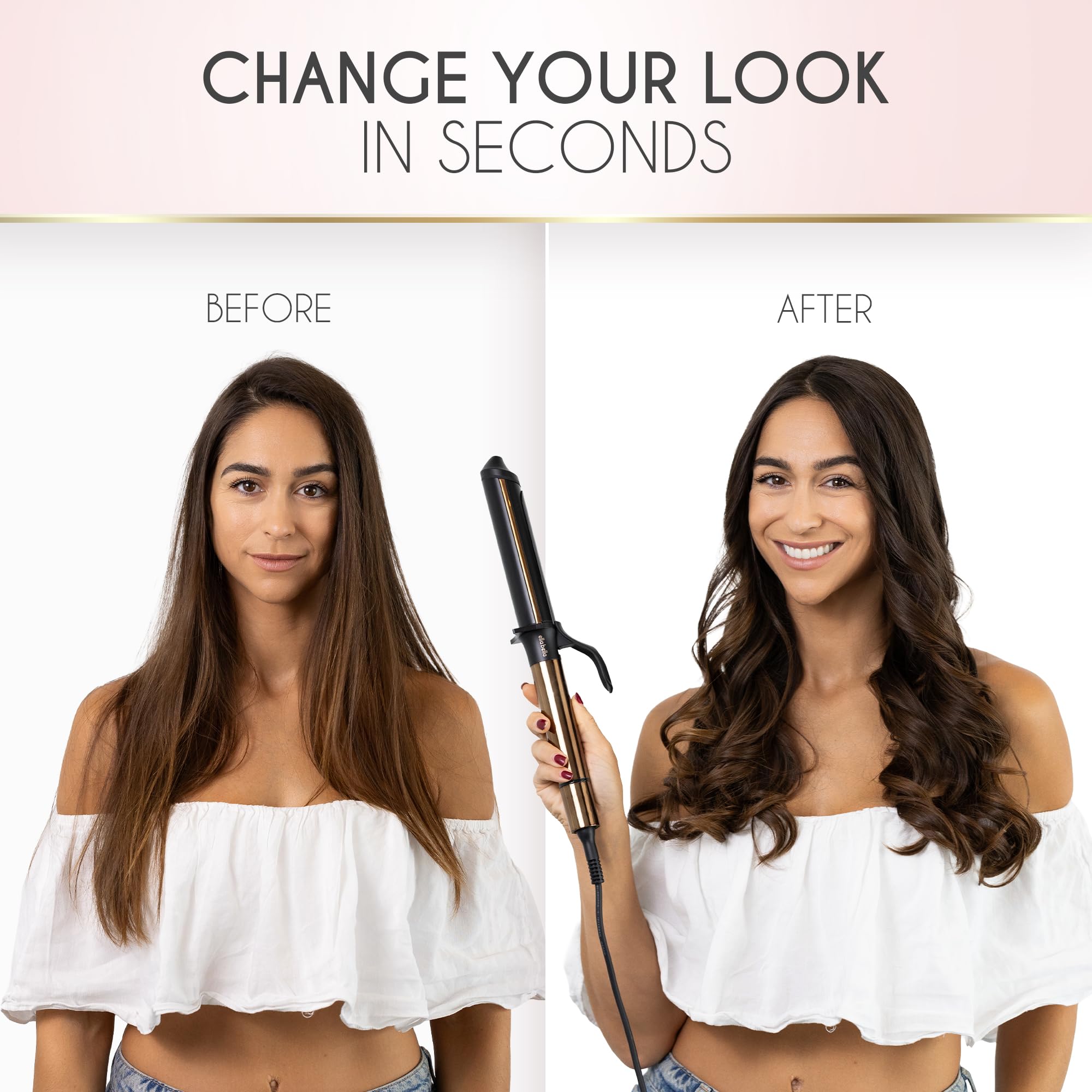 Tecnología cerámica infrarroja de Ella Bella cuida el cabello al peinar.