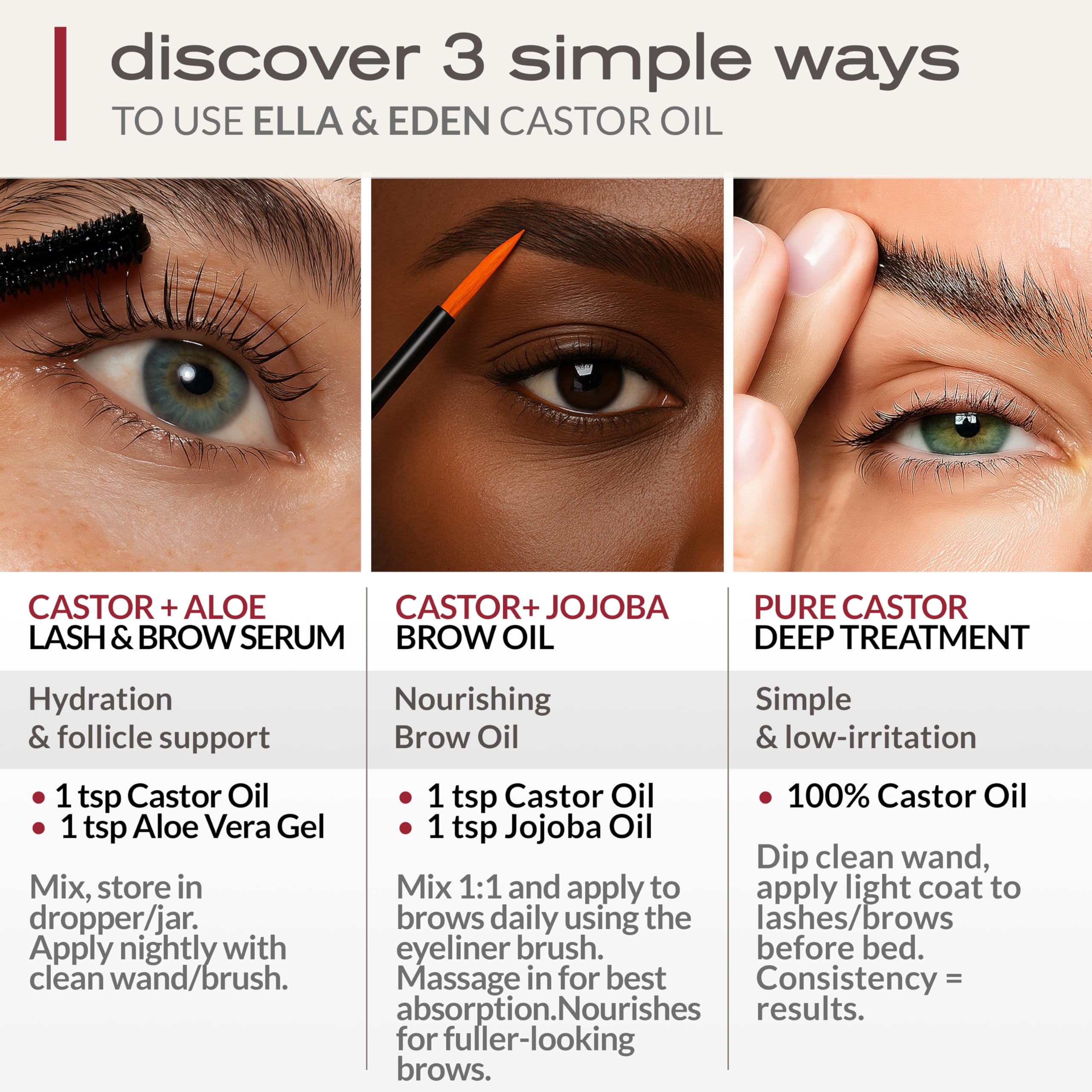 Cepillos de Ella & Eden para aplicación limpia en pestañas y cejas