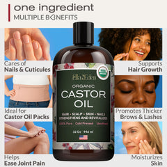 Aplicación en cabello con aceite de ricino Ella y Eden para hidratación y brillo.