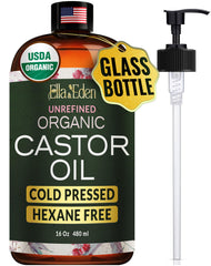 Ella & Eden Aceite de Ricino prensado en frío en botella de vidrio para hidratación profunda