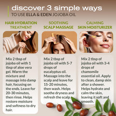 Ella & Eden aceite jojoba para cabello con brillo y suavidad.