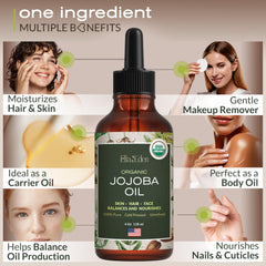 Ella & Eden aceite jojoba textura suave para piel y cabello.