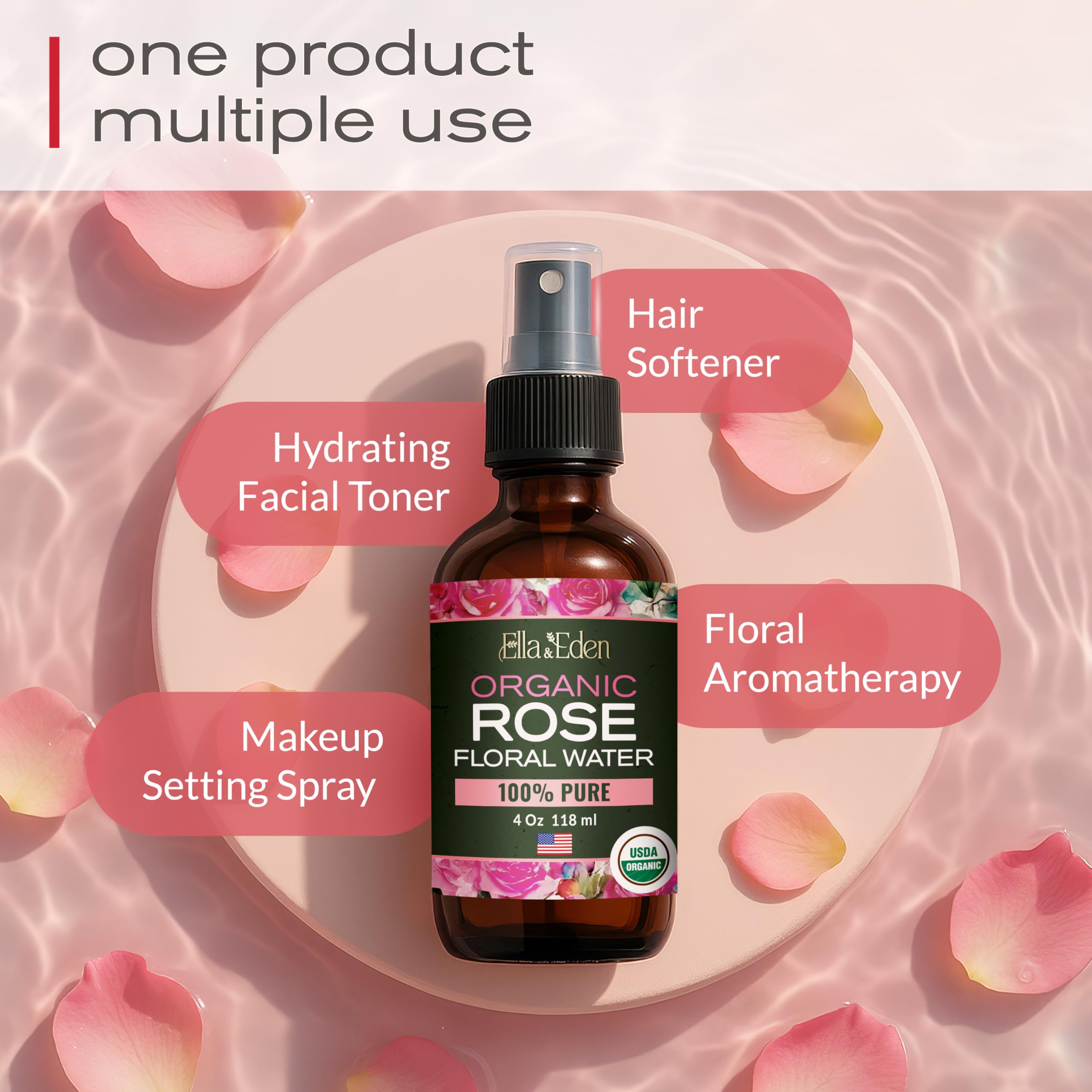 Ella & Eden Agua de Rosa: bruma facial ligera para rostro