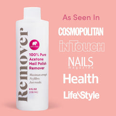Uñas con esmalte antes de remover, con Ella+Mila lista para uso.