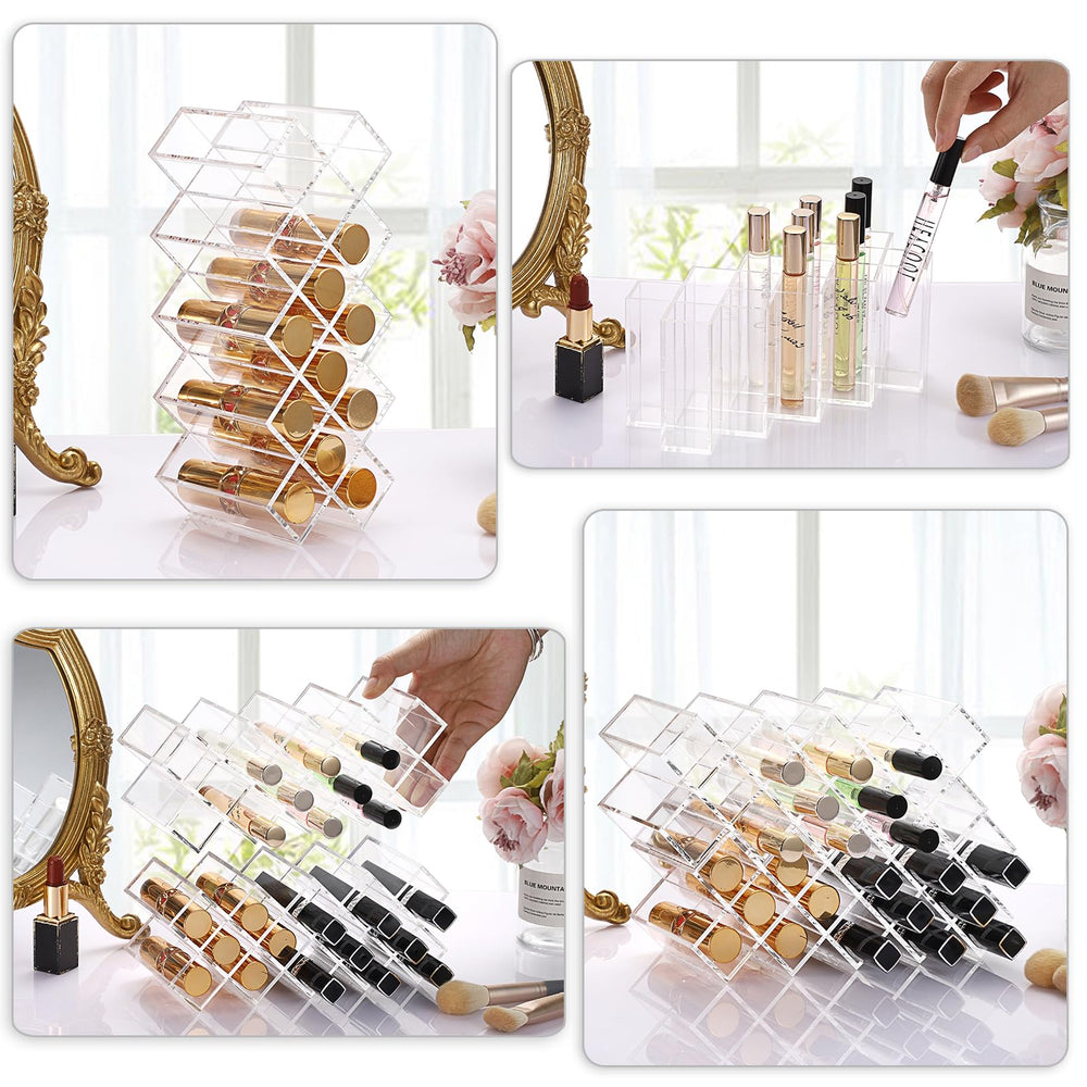 Elldoo estante acrílico apilable para brillos labiales y lápices, optimiza espacio