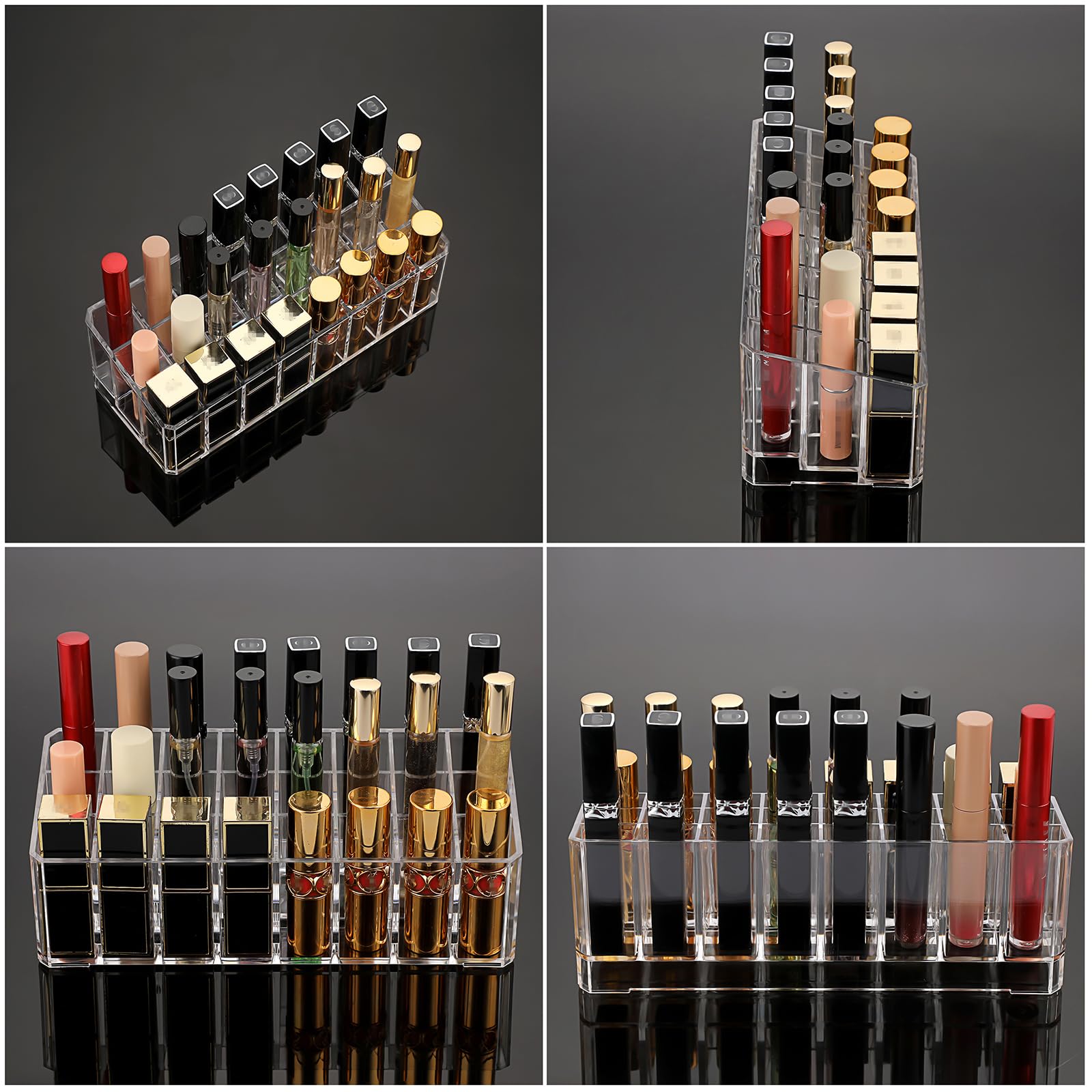 ELLDOO mostrador para perfumes rodillo, 24 espacios en acrilico transparente