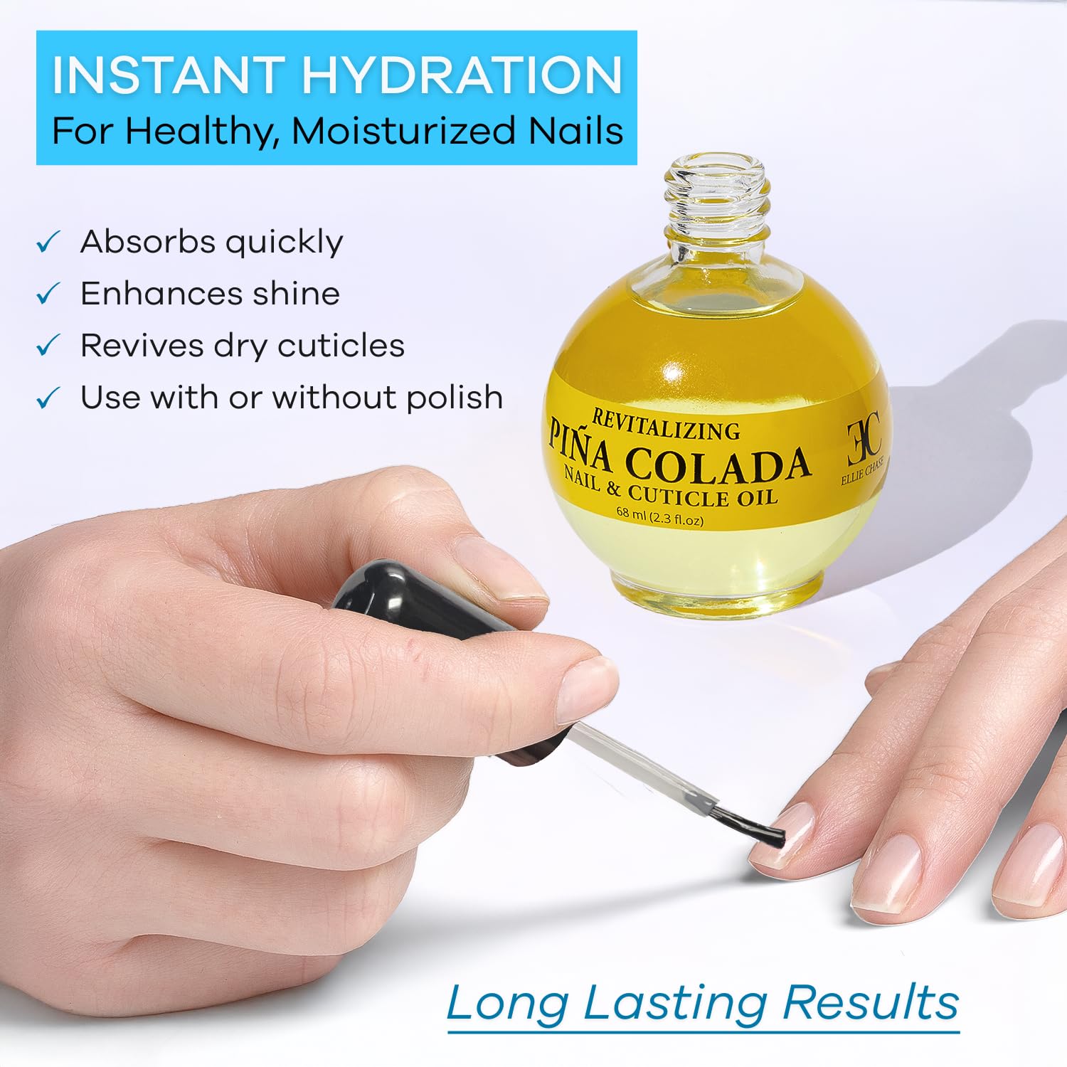ELLIE CHASE Aceite para cutículas con jojoba, hidratación profunda.