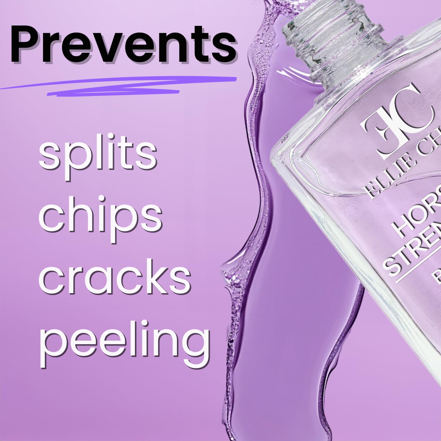 Nutrición y sílice en Ellie Chase para uñas más fuertes.