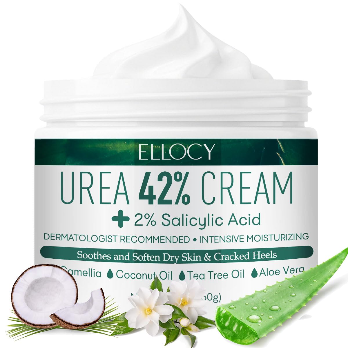 Crema Ellocy Urea 40% en envase, hidratación para pies.