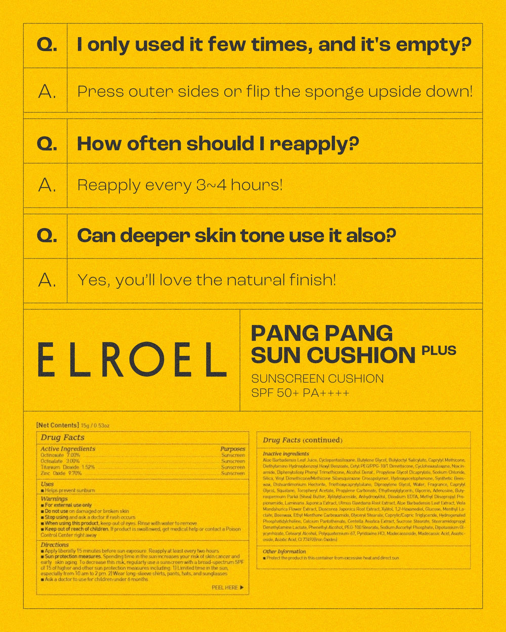 ELROEL Pang Pang Sun Cushion suitable for sensitive skin care.