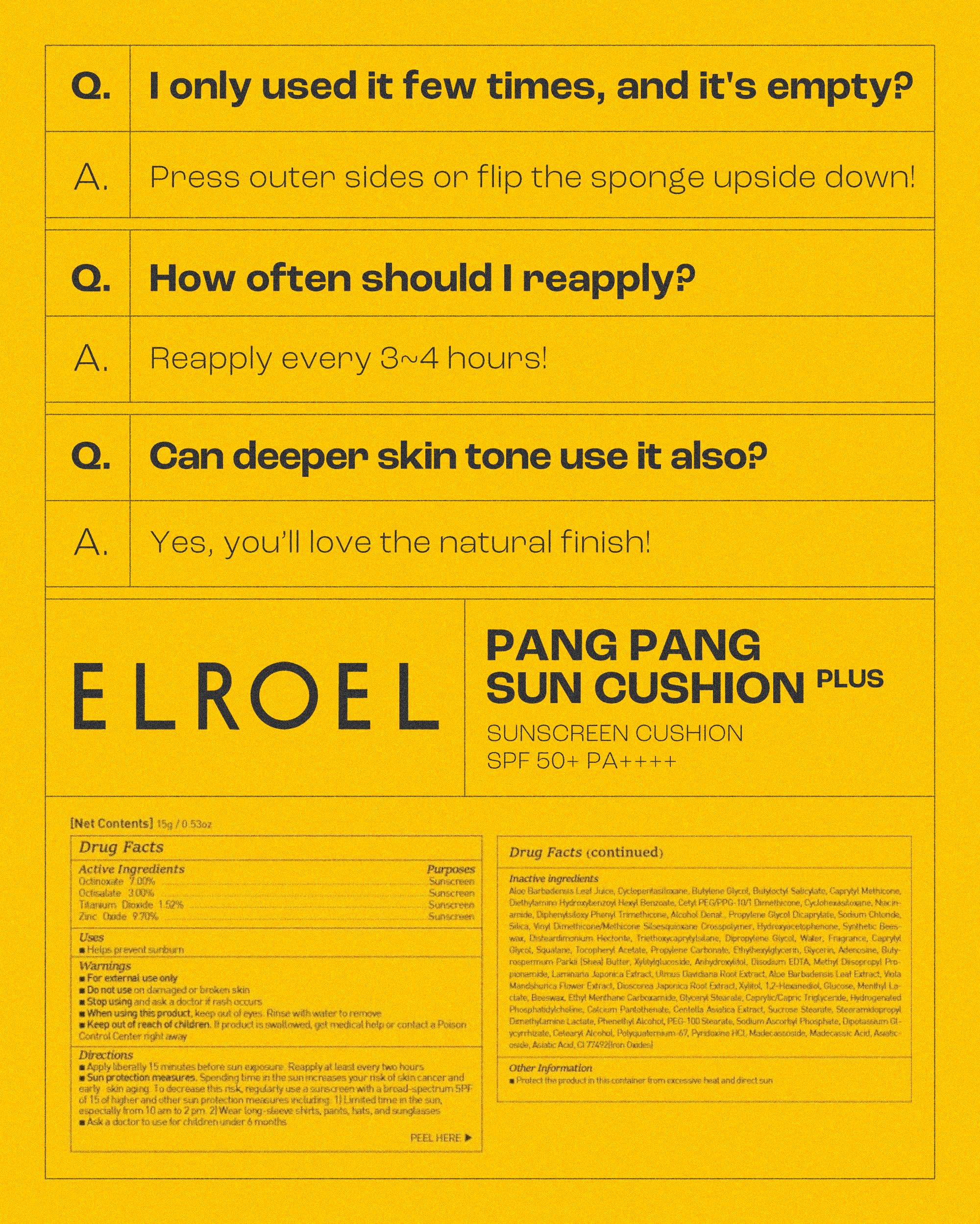 ELROEL Pang Pang Sun Cushion Plus para tonos universales.